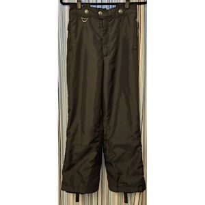 Spyder Kids Snow Pants Sz 16 Black Ski Snowboard Winter Zip Pockets Logo